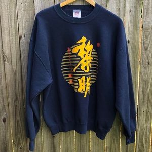 Unisex Rare Navy Vintage 90s Anime styled crewneck pullover sweater